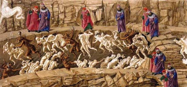 Sandro Botticelli „Harta Iadului” („Cercurile Iadului”)